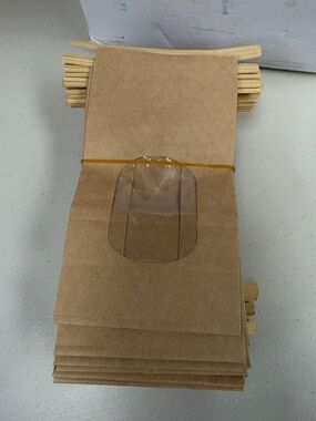 204 count Bulk Kraft Paper Bags with Clear Window - Natural Brown and 17 sheets